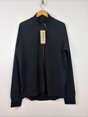 New Surly Jersey Mens XL Black Merino Wool Full Zip Cycling Jacket Mid Layer